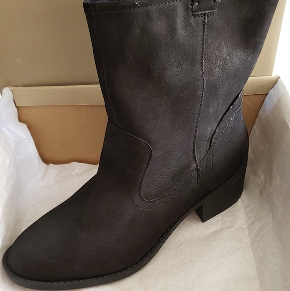 Adam Tucker New BOOTS Mid-Tall Moto BLACK Soft Goat Leather Comfort Womens 9.5 - Picture 5 of 8